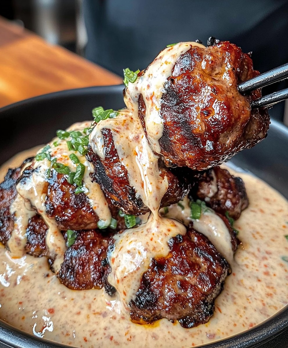 Korean BBQ Meatballs with Spicy Mayo Dip