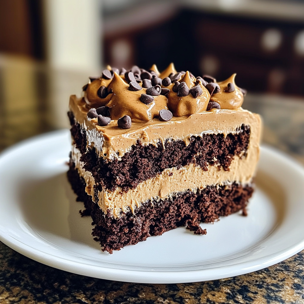 Chocolate Peanut Butter Poke Cake