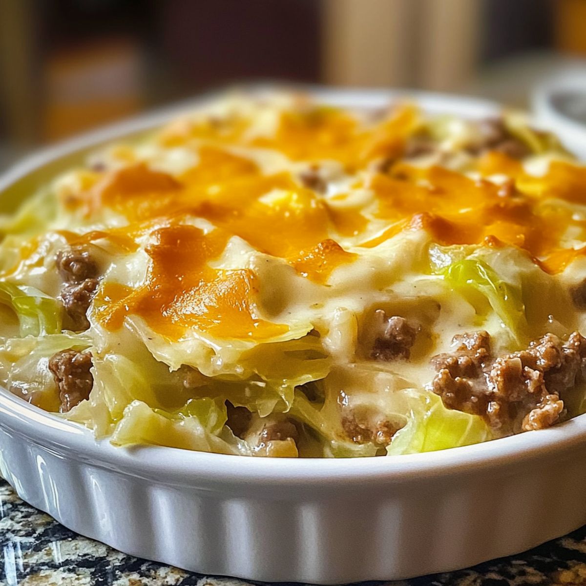 Creamed Cabbage and Ground Beef Casserole