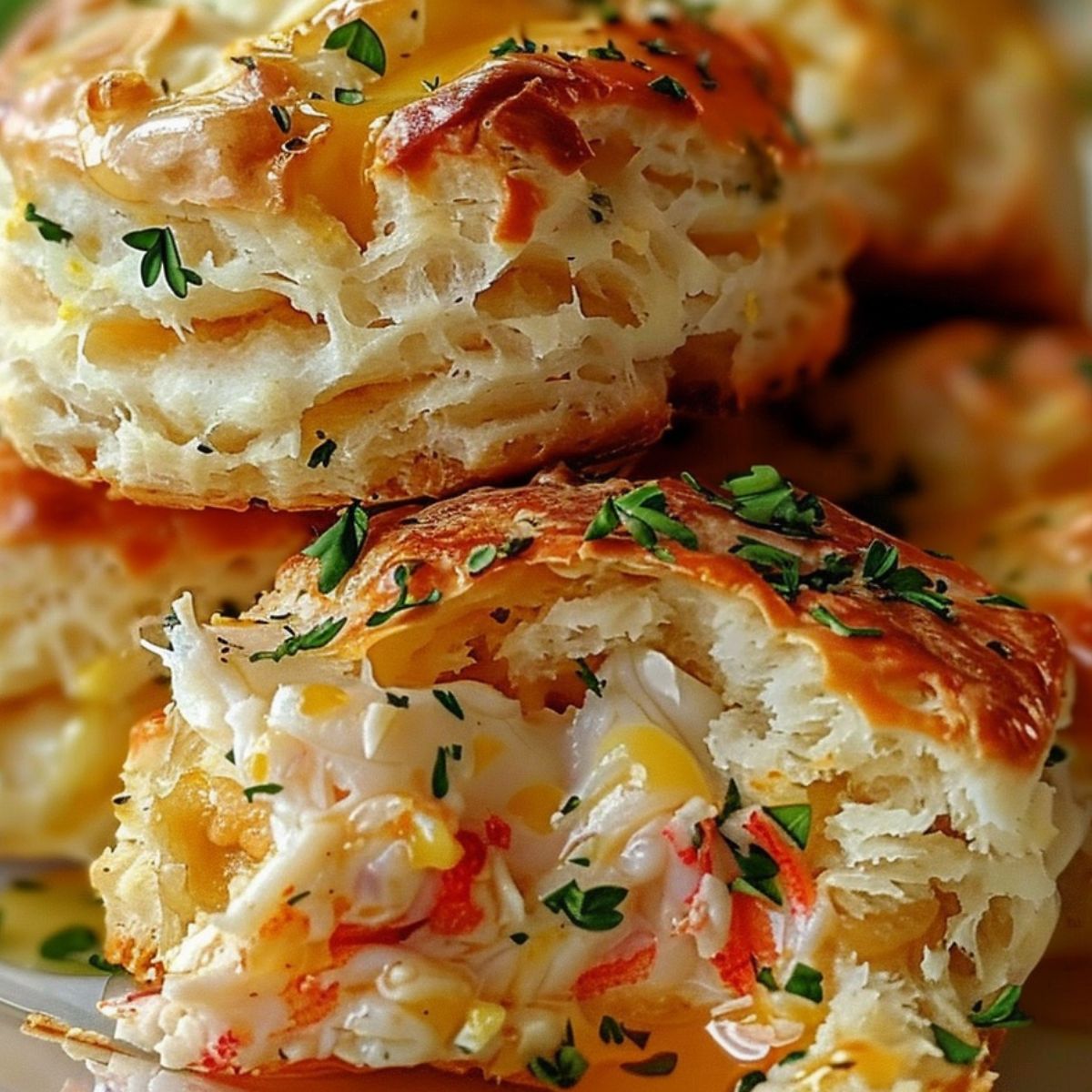 Crab Stuffed Cheddar Bay Biscuits with Lemon Butter