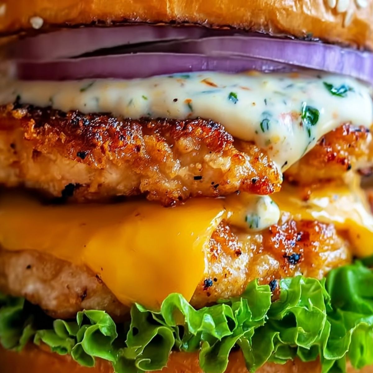 Cheddar Ranch Chicken Burgers Recipe