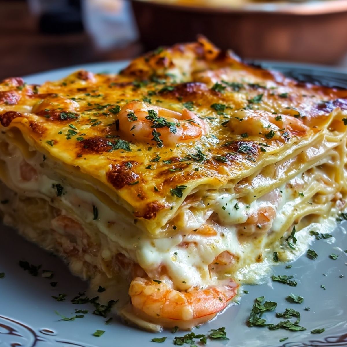 Garlic Butter Shrimp Scampi Lasagna
