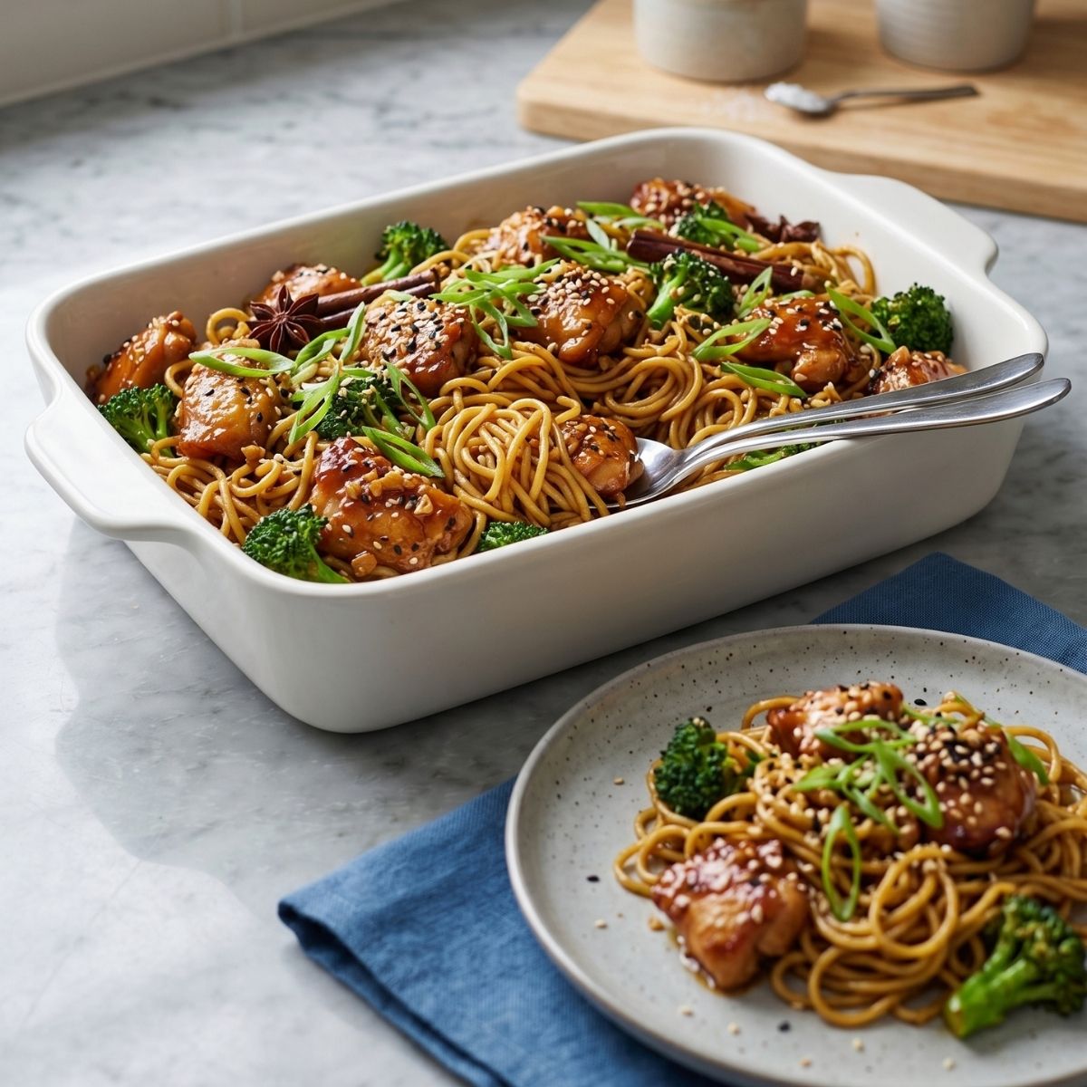 Sticky Garlic Chicken Noodles